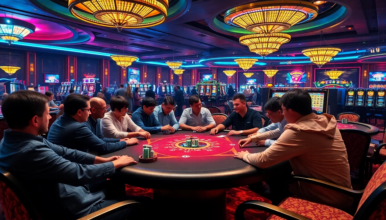 Experience the excitement of a mega game at a luxurious casino with dynamic poker action and vibrant atmosphere.