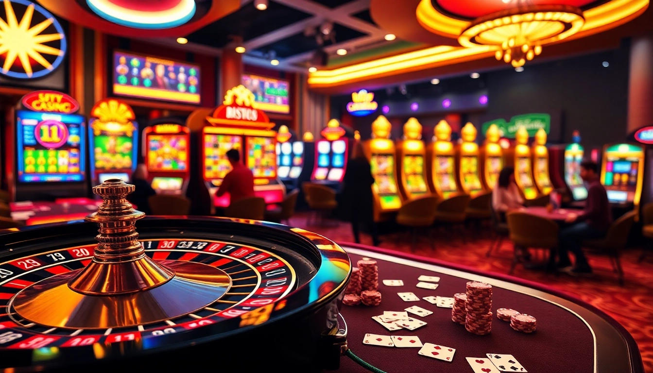 Exciting online casino interface at https://thabetcom.dev/, showcasing vibrant roulette wheel, bright slot machines, and engaging mobile betting experiences.