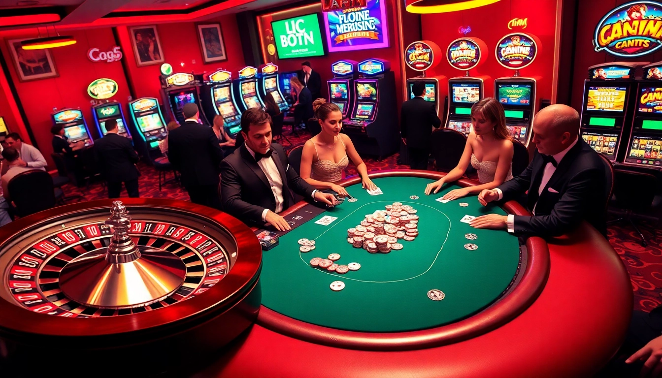 Experience the thrill of winning at the casino with the latest games at https://68gamebai.download/, showcasing colorful slot machines and poker tables.
