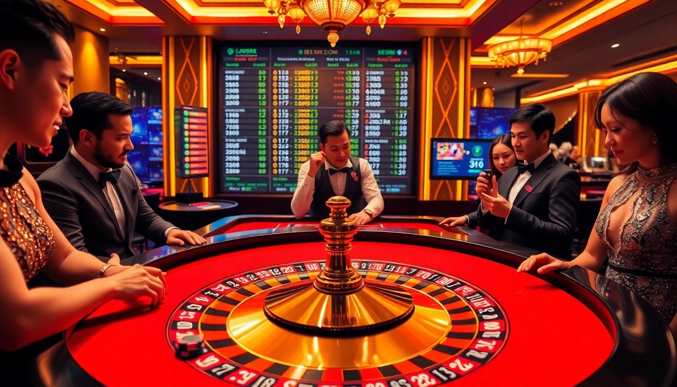 Experience the thrill of live betting at BET88 COM, showcasing players at a roulette table in an engaging casino atmosphere.