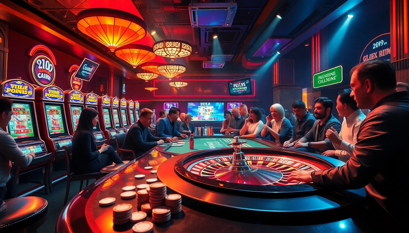 Gamblers in action at https://thabet7.biz/, celebrating wins with poker chips in an exciting casino setting.