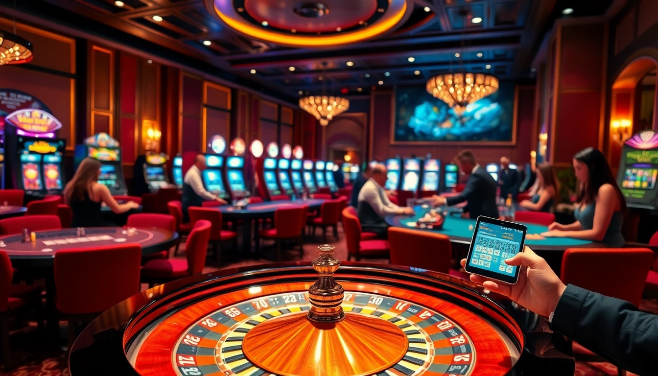 Experience the thrill of live casino games at https://tylekeouytin.com/ with vibrant roulette wheels and excited players.