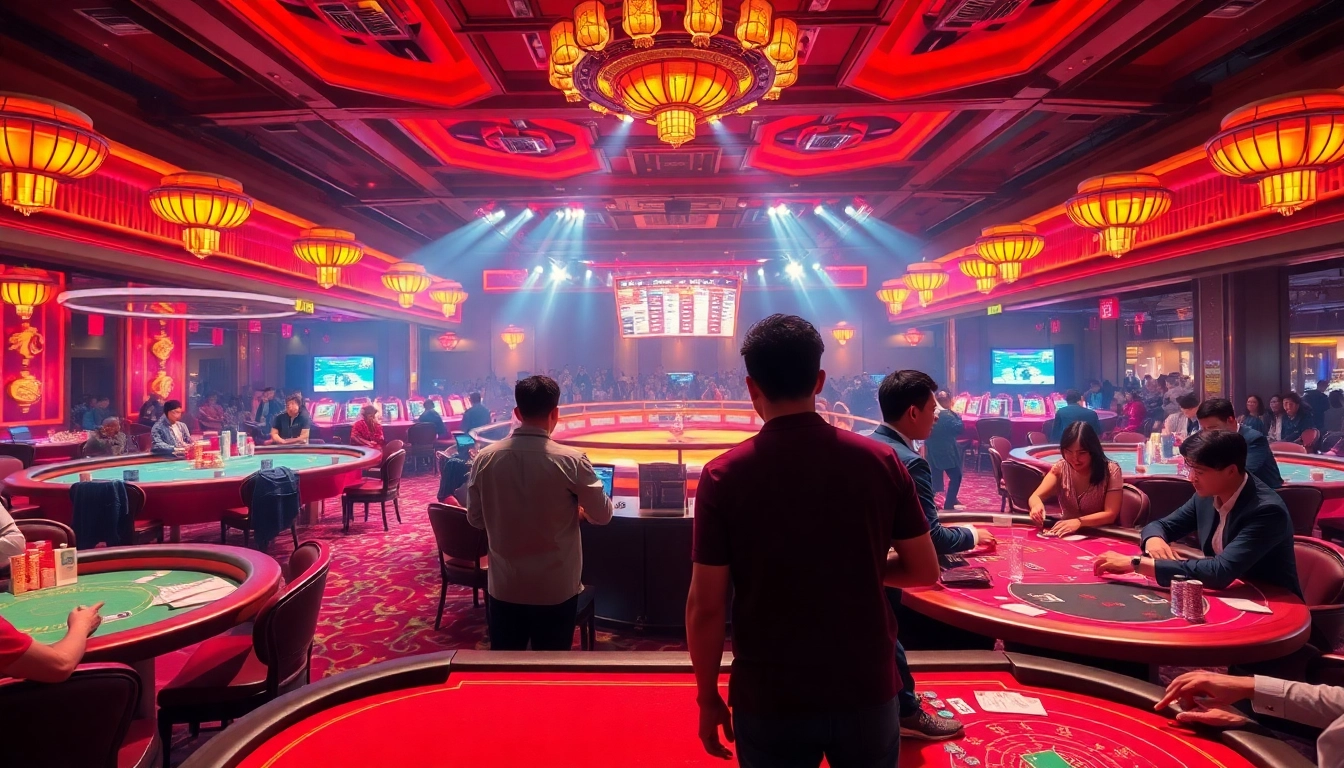 Experience the thrill of ĐÁ Gà Trực Tiếp with captivating live betting action in a vibrant casino environment.