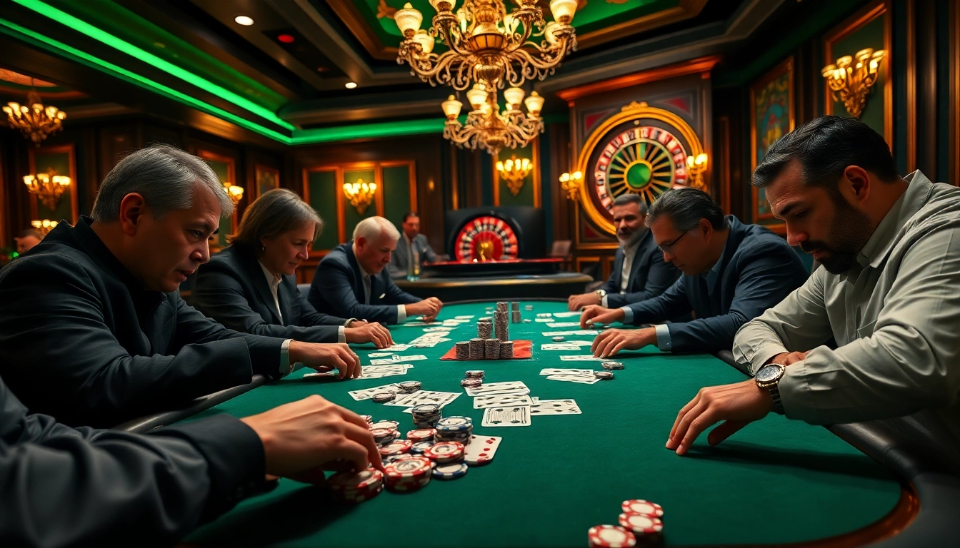 Experience the thrill of the casino as players intensely calculate debets while betting on poker.